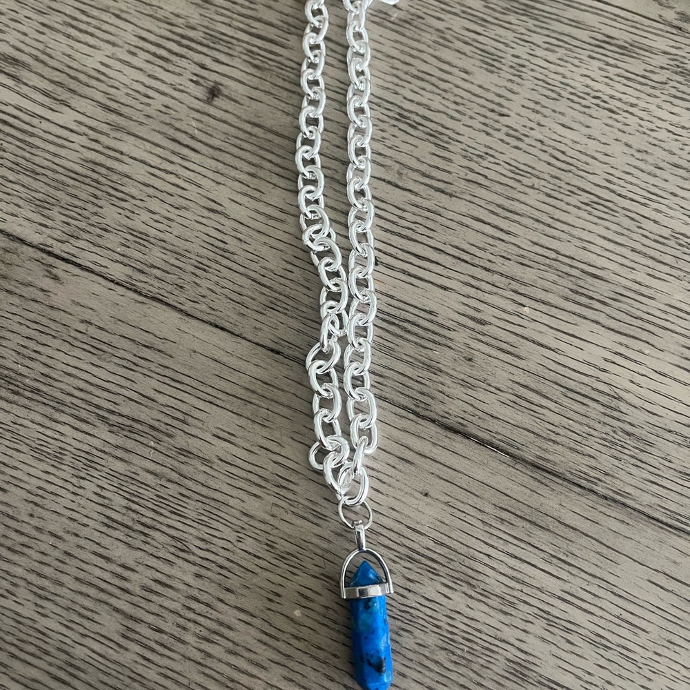 Silver and Blue Pendant Necklace